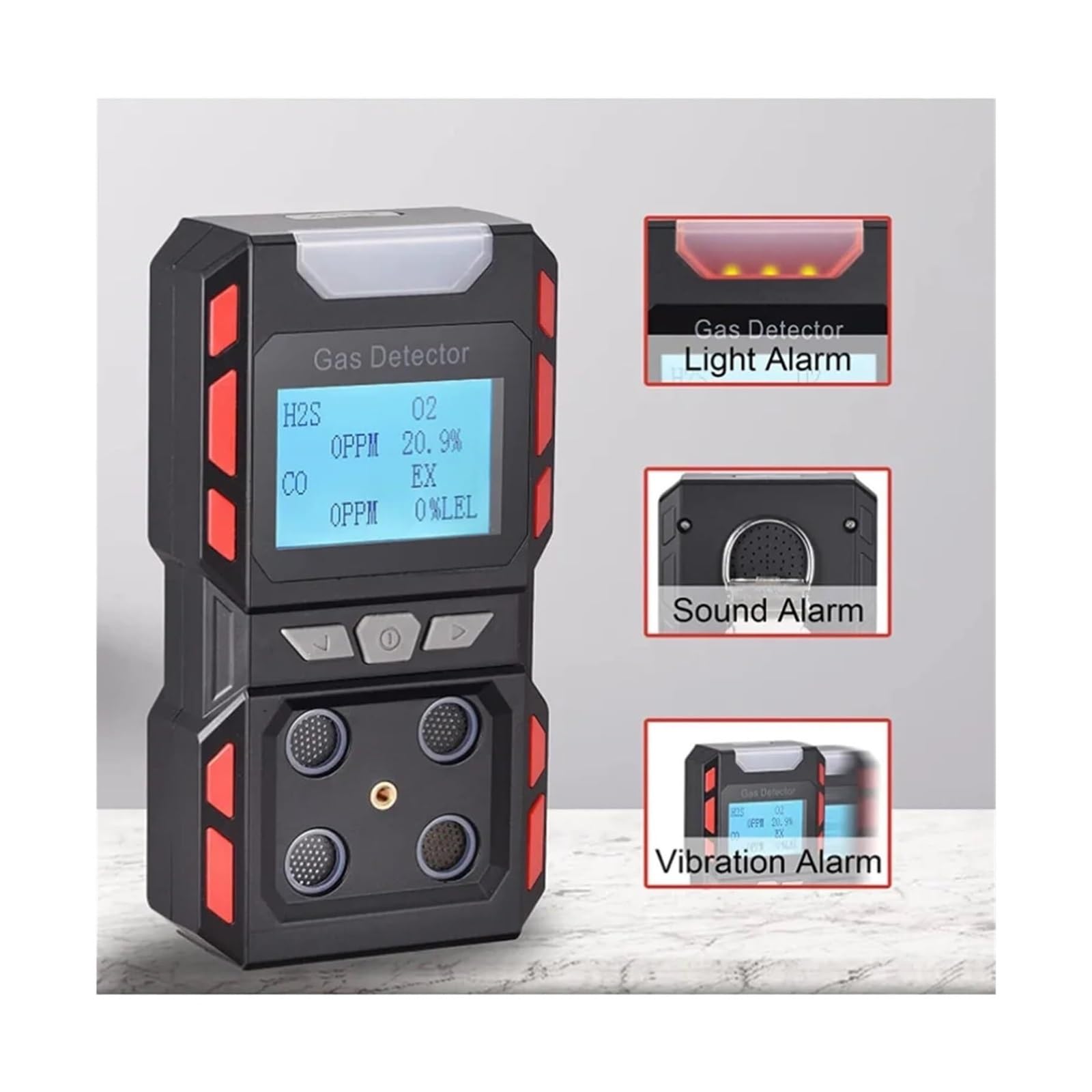 monitor di co2, Analizzatore Di Tester Portatile Per Rilevatori Gas Infiammabili, Display LCD Ricaricabile, Luce Sonora E Scosse Per Il Lavoro La Casa per casa, ufficio, auto