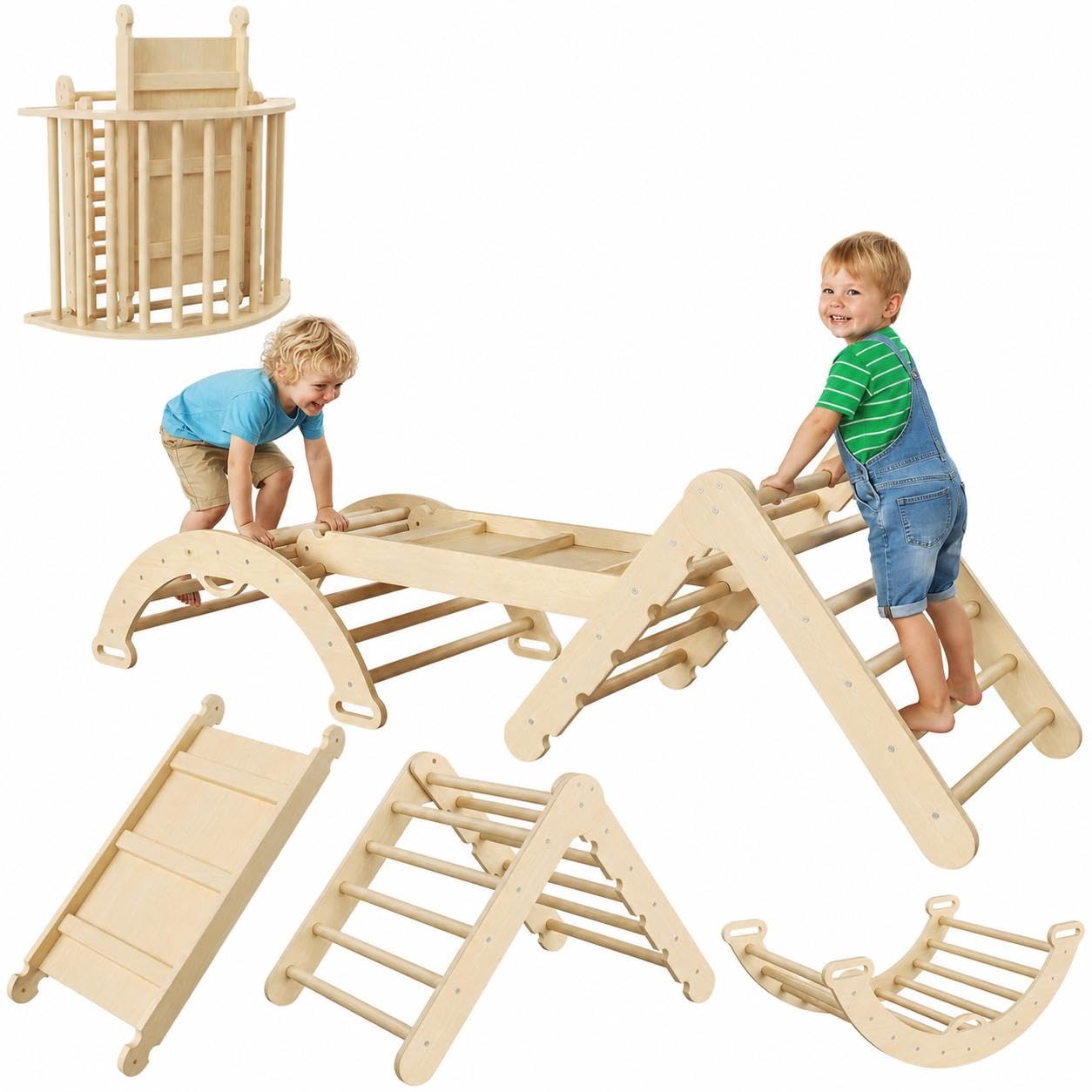 Garvee 8 In 1 Struttura Arrampicata Legno Pieghevole Per Bambini