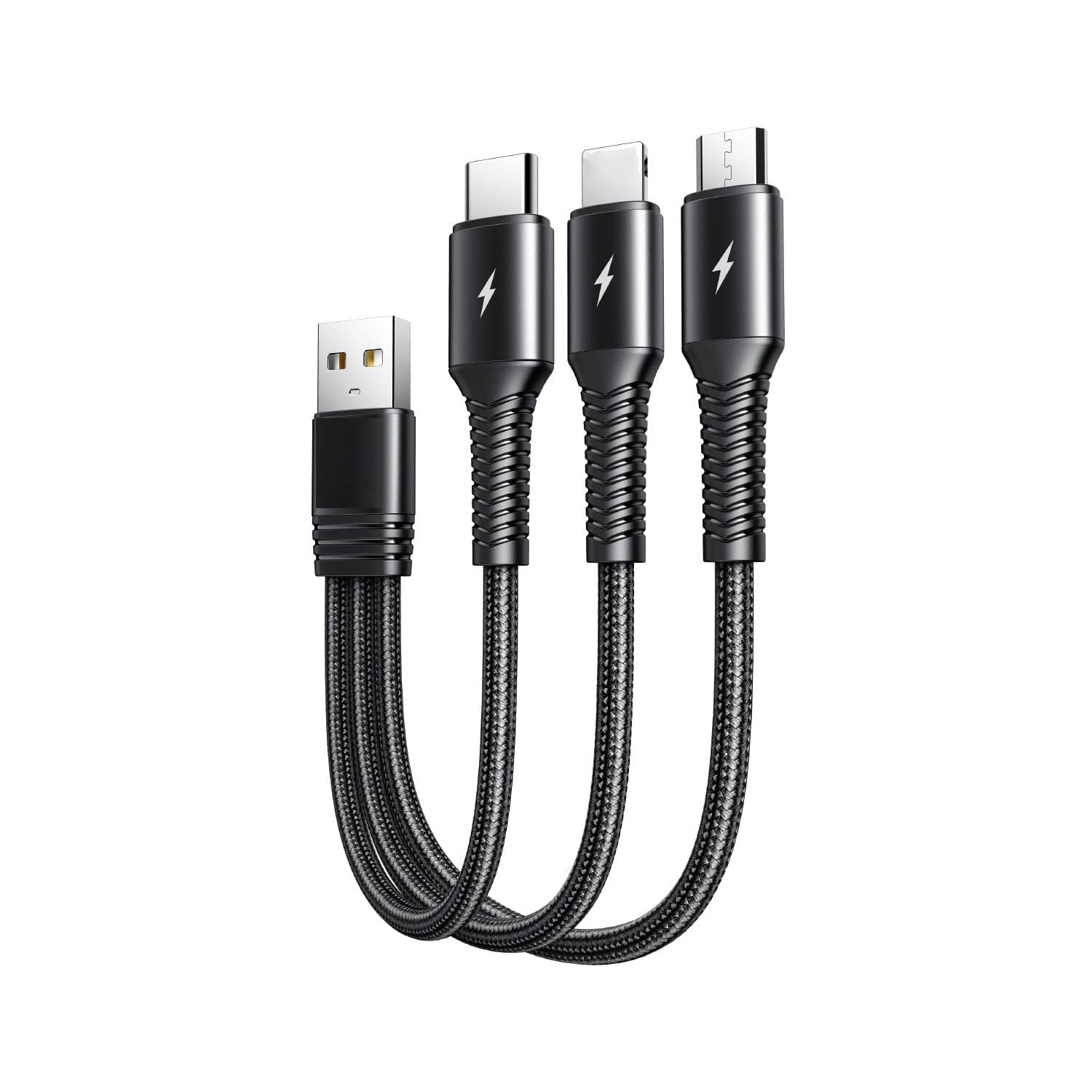 FKU Universal 3In1 3.5A Short 15cm Cable Quick Charging Micro USB Type C For Apple iPhone/Android Device (Black) (B0D1Y8LRXH) Amazon Price History, Amazon Price Tracker