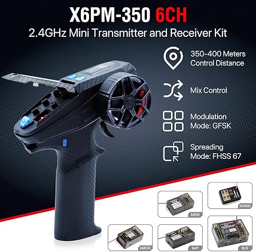 Miniatura 2 de DUMBORC X6PM-350 Mini transmisor RC con mini receptor X4FM Control remoto ligero RC para coches de pequeña escala Mosquito Cars