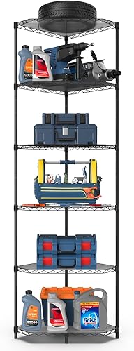 Miniatura 8 de Estantería de alambre esquinero NSF de 6 niveles, 20 x 20 x 72 pulgadas, 600 libras, estante de almacenamiento de metal ajustable resistente con