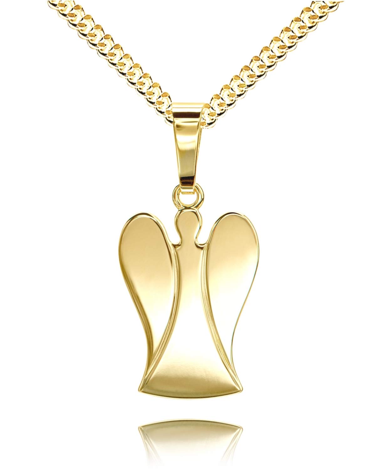 Schutz-Engel-Anhänger 585 Gold 14 Karat / 14K-Anhänger für Damen Kettenanhänger und Zertifikat mit Halskette Länge wählbar.