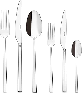 Sambonet 52562-83 Rock Inox Cutlery Set 36 Pieces 6 Table Forks 6 Table Spoons 6 Table Knives 6 Fruit Forks 6 Fruit Knives and 6 Stainless Steel Tea Spoons Dishwasher Safe