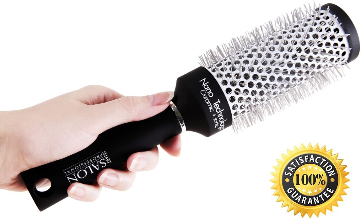 Hair Brush For Blow Drying & Straightening (Medium 45mm) - Round Barrel Heat Retaining Hair Brush. Perfect For Medium To Long Hair And For Blow Drying, Straightening & Smoothing. Ceramic & Nano Technology.