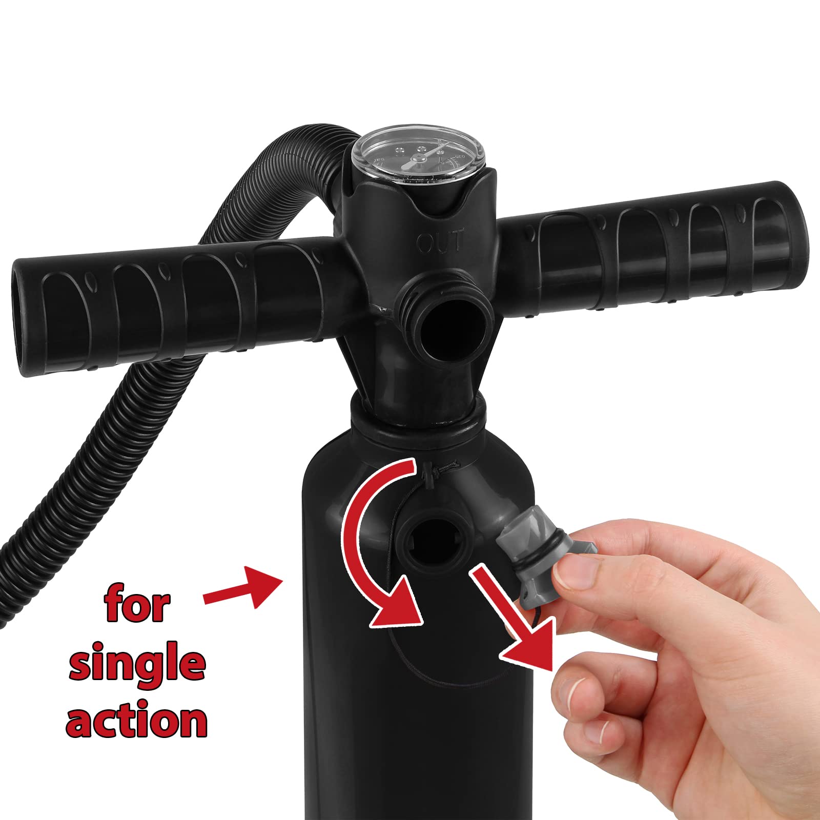 ALPIDEX Pompa A Mano Tavola SUP Pompa Ad Aria Doppia Corsa Manometro Stand Up Paddle Double Action Pump Alta Pressione Multifunzioni Gonfia/Sgonfia