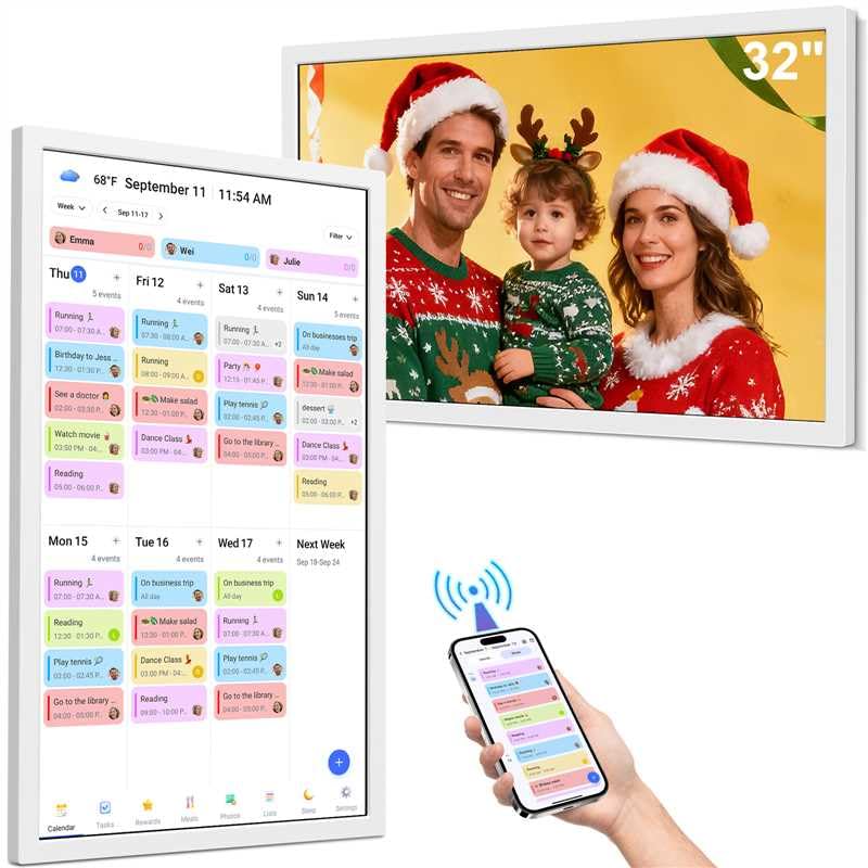 Image of 32 inch Smart Calendar Max, Digital Calendar & Chore Chart, Family Organizer with Interactive Touchscreen Display - Wall Mountable in Portrait or Landscape, Gifts for Women Men