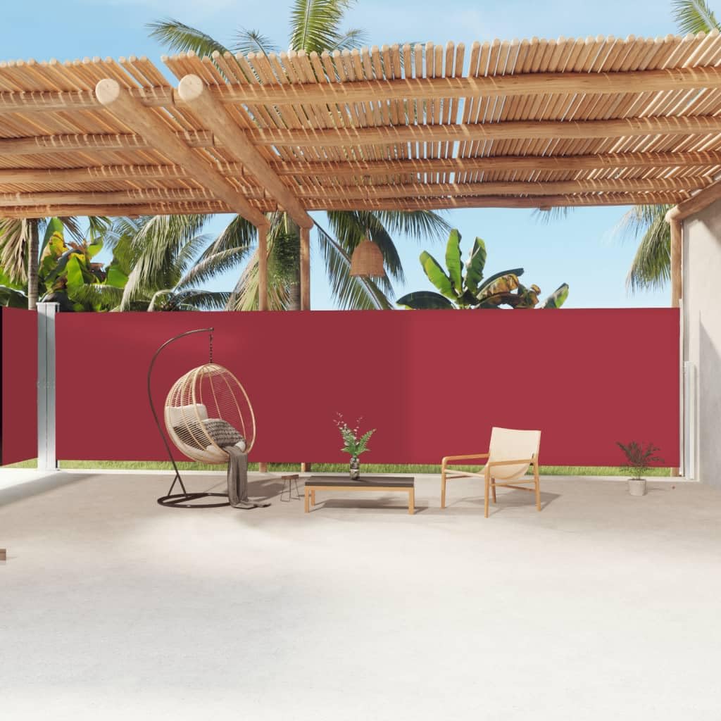 Auvent latéral rétractable rouge 200 x 1200 cm grand store paravent extérieur