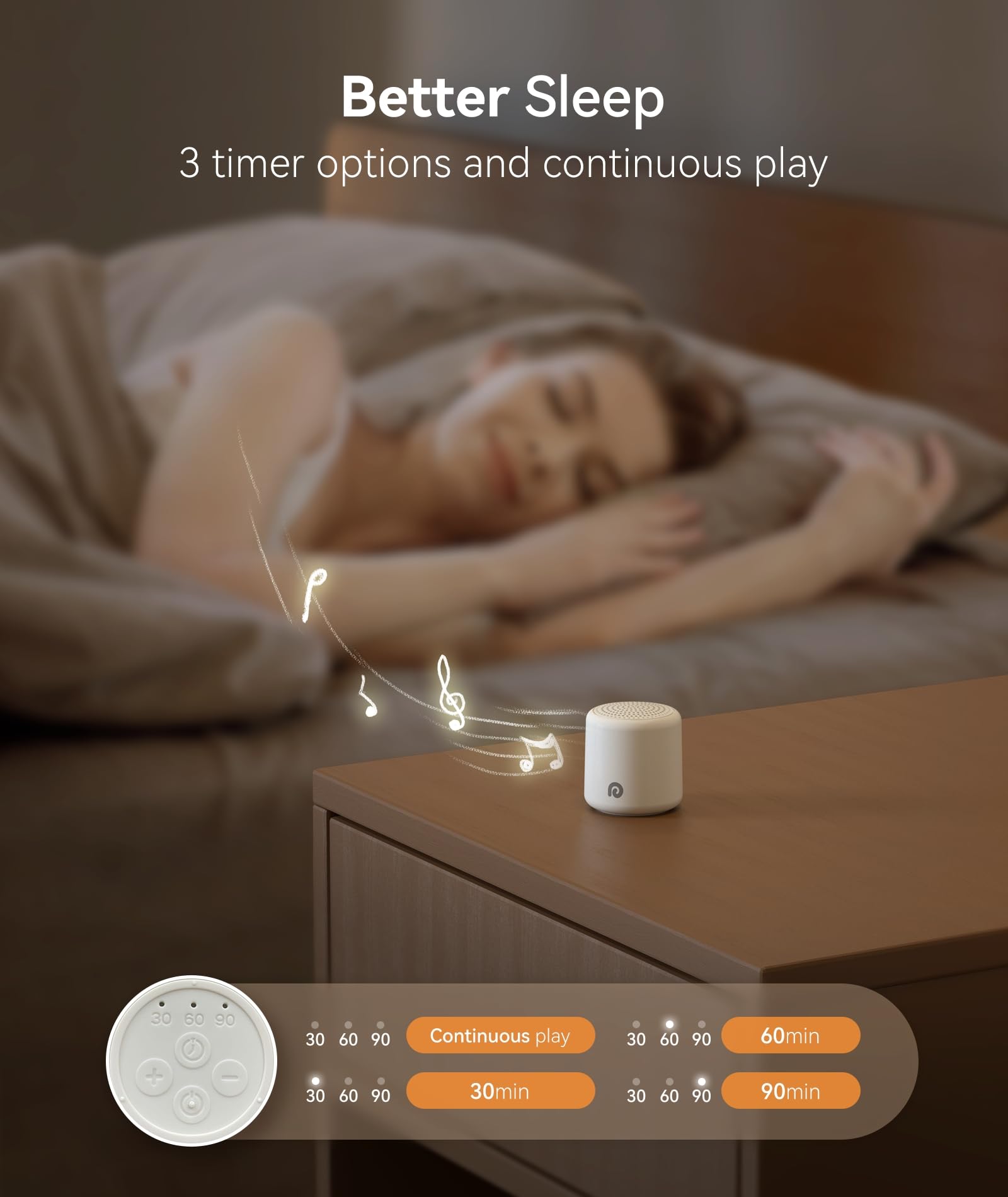 Dreamegg Pocket Sleep 1 Mini Macchina Rumore Bianco, Portatile Rumori Bianchi per Neonato Adulti con 16 Suoni Rilassanti, Suoni Bianchi per Neonati Ricaricabile, 32 Livelli Volume