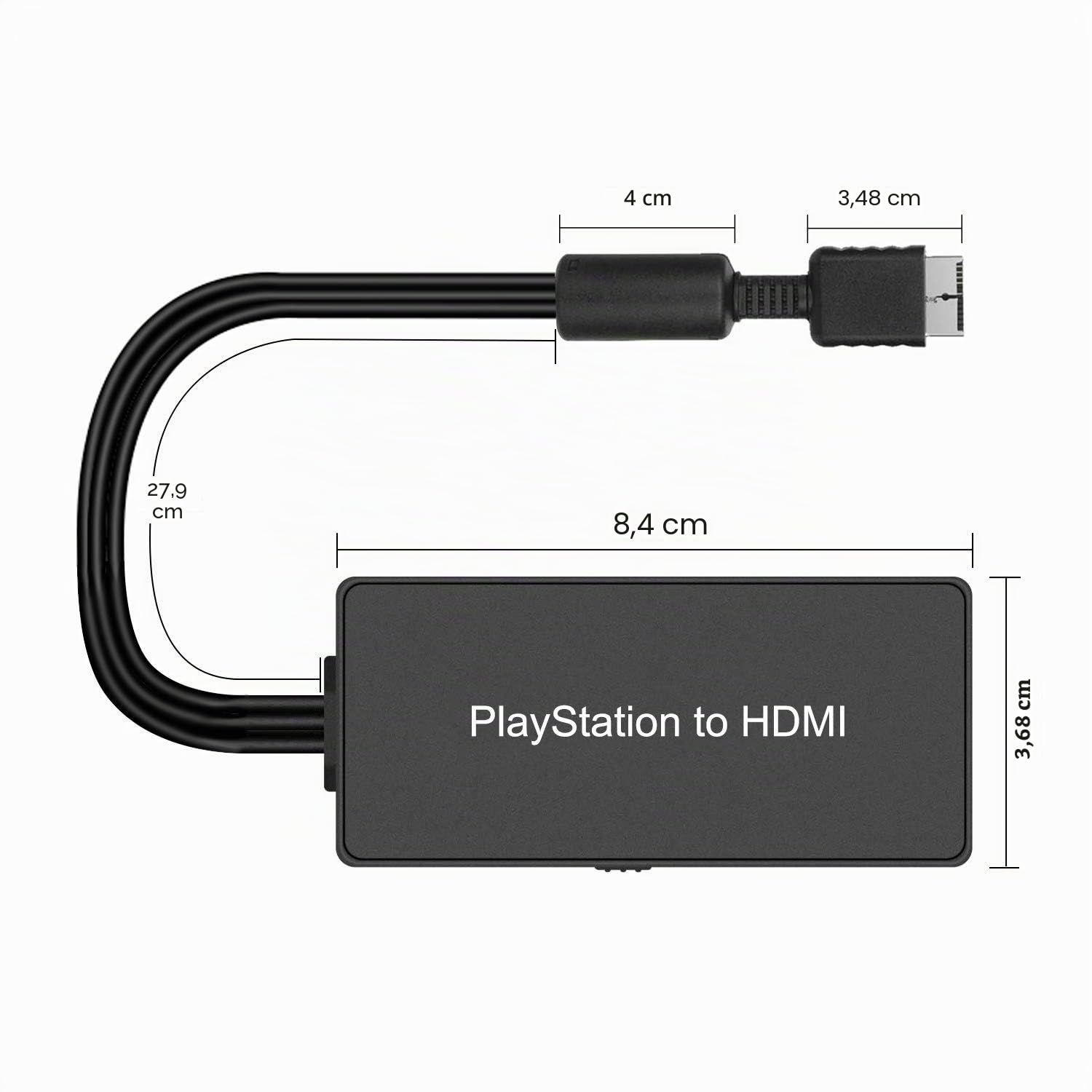 Y.D.F Adaptador PS2 a HDMI con Cable Convertidor - Compatible con Interruptor de Relación de Aspecto 4:3/16:9 - para PlayStation 1/2 HD Link