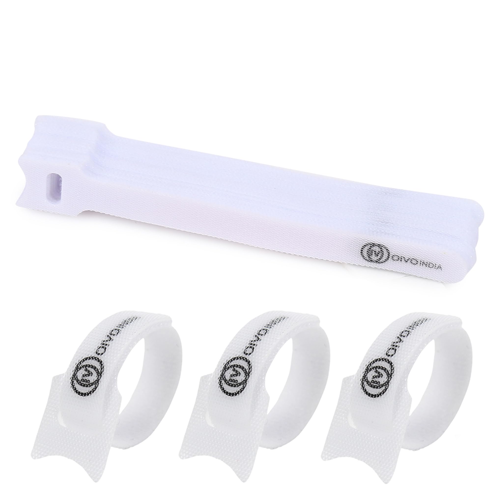OIVO INDIA 20 Pieces Cable Organizer Hook & Loop Tape - Wire/Cord Holder Management Strap - Reusable Hook & Loop Ties for PC, TV, Desk, WFH Accessories - White-image-9
