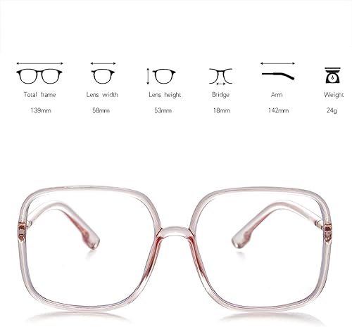 Miniatura 3 de BIGGY - Lentes cuadrados de gran tamaño con bloqueo de luz azul, ultraligeros y antifatiga ocular, reducen la fatiga ocular, anteojos para nerd,