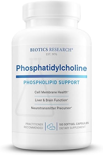 Miniatura 1 de Biotics Research Fosfatidilcolina 420 mg/softgel, función cognitiva saludable, derivada de lecitina, contiene colina para neurotransmisor