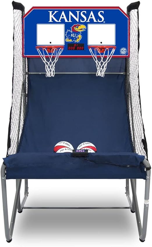 Pop-A-Shot - Home Dual Shot with Kansas Jayhawks NCAA Graphics l Sensor Scoring l 16 Game Modes l 7 Balls l Foldable Storage l for All NCAA Fans