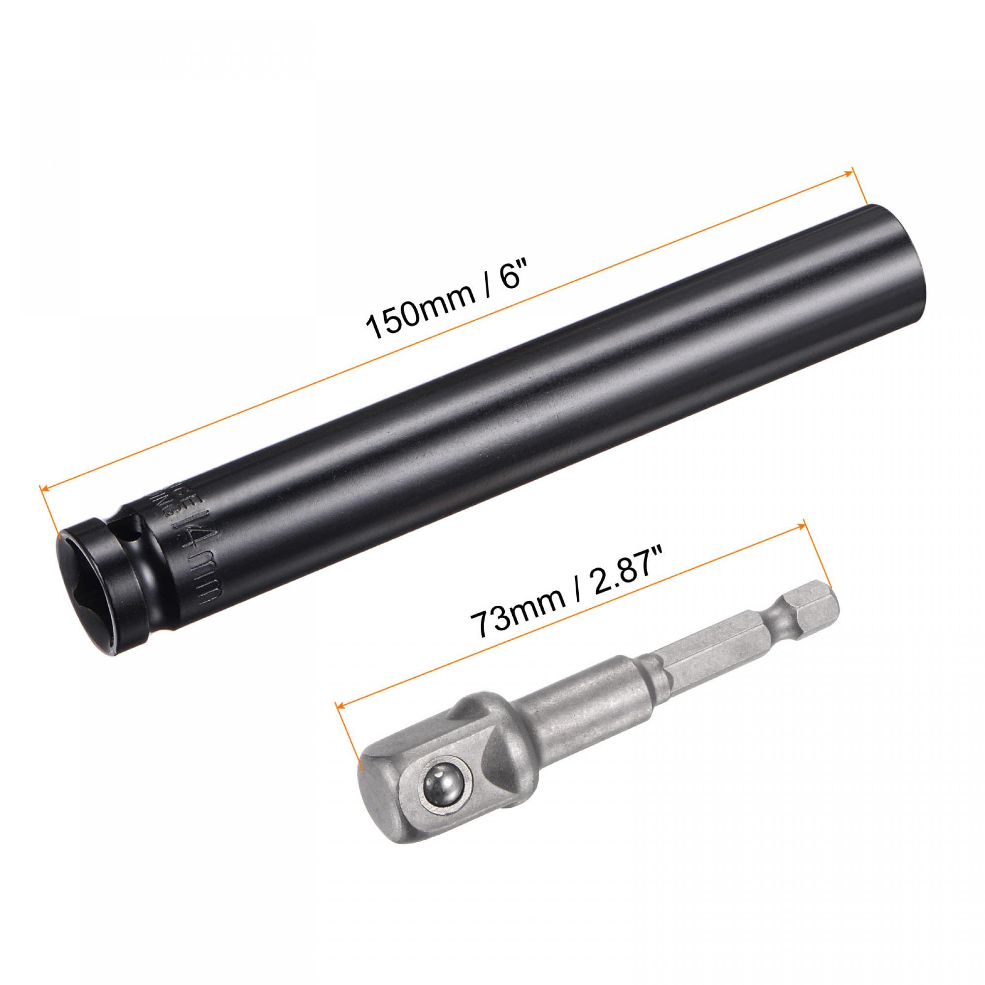 Sourcing Map Steckschlüssel-Set: 27 Mm Tiefe 6-Kant-Stecknuss + 1/4" Adapter, 1/2" Antrieb