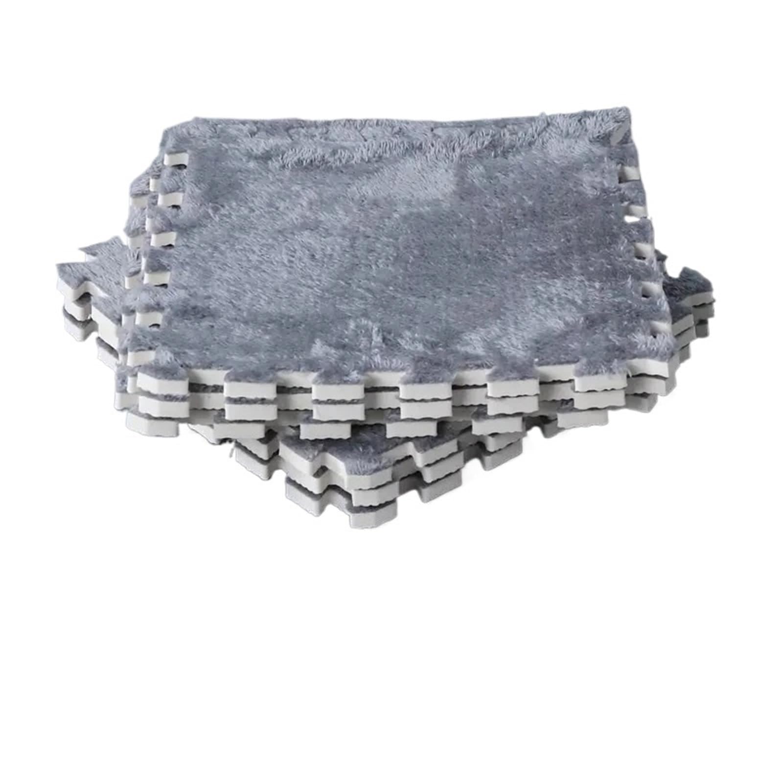 Plüsch-Puzzlematte, Plüsch-Puzzle-Schaum-Bodenmatte, Mehrfarbig, quadratisch, 10/20 Stück for Wohnzimmer, Schlafzimmer(Gray,20Pcs)