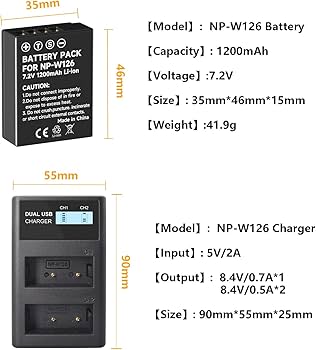 Amazon.com: NP-W126 NP-W126S Batteries 3 Pack with LCD Dual