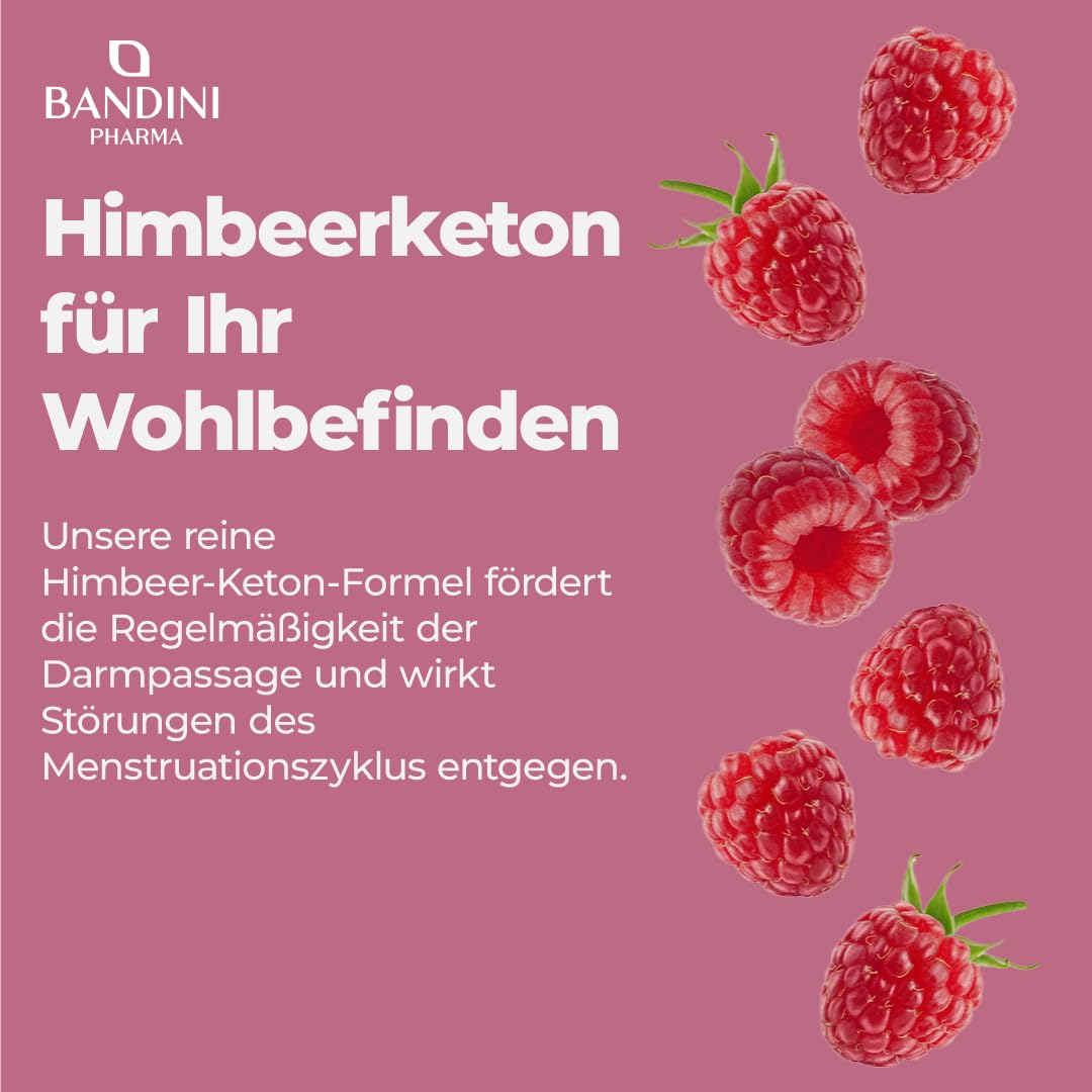 Bandini® Himbeer Keton 1200 mg - Raspberry Ketone mit Himbeerfruchtextrakt - 180 Kapseln für 6 Monate - 100% Vegan Himbeerketon Supplement - Ideal für Keto-Diät & Low Carb - Ohne Magnesiumstearat