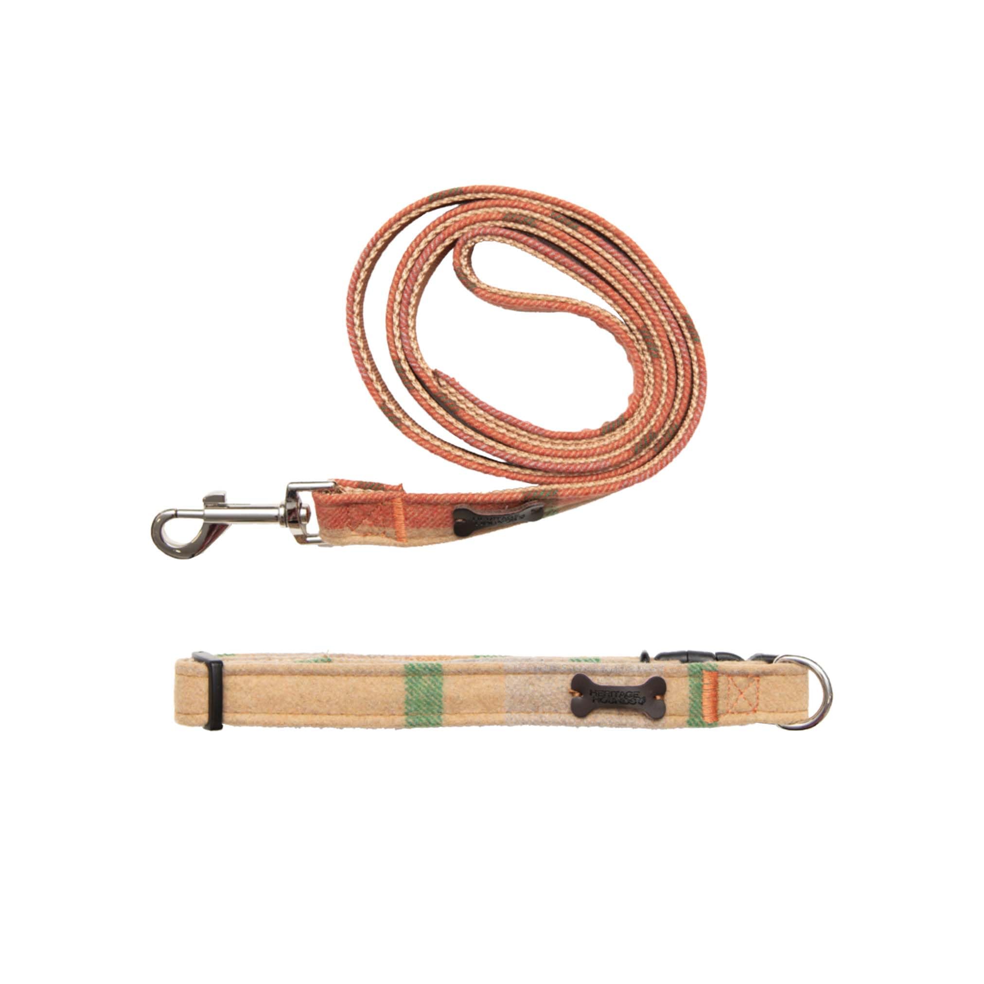 Heritage Hounds Tartan Dog Collar and Lead Tweed Set