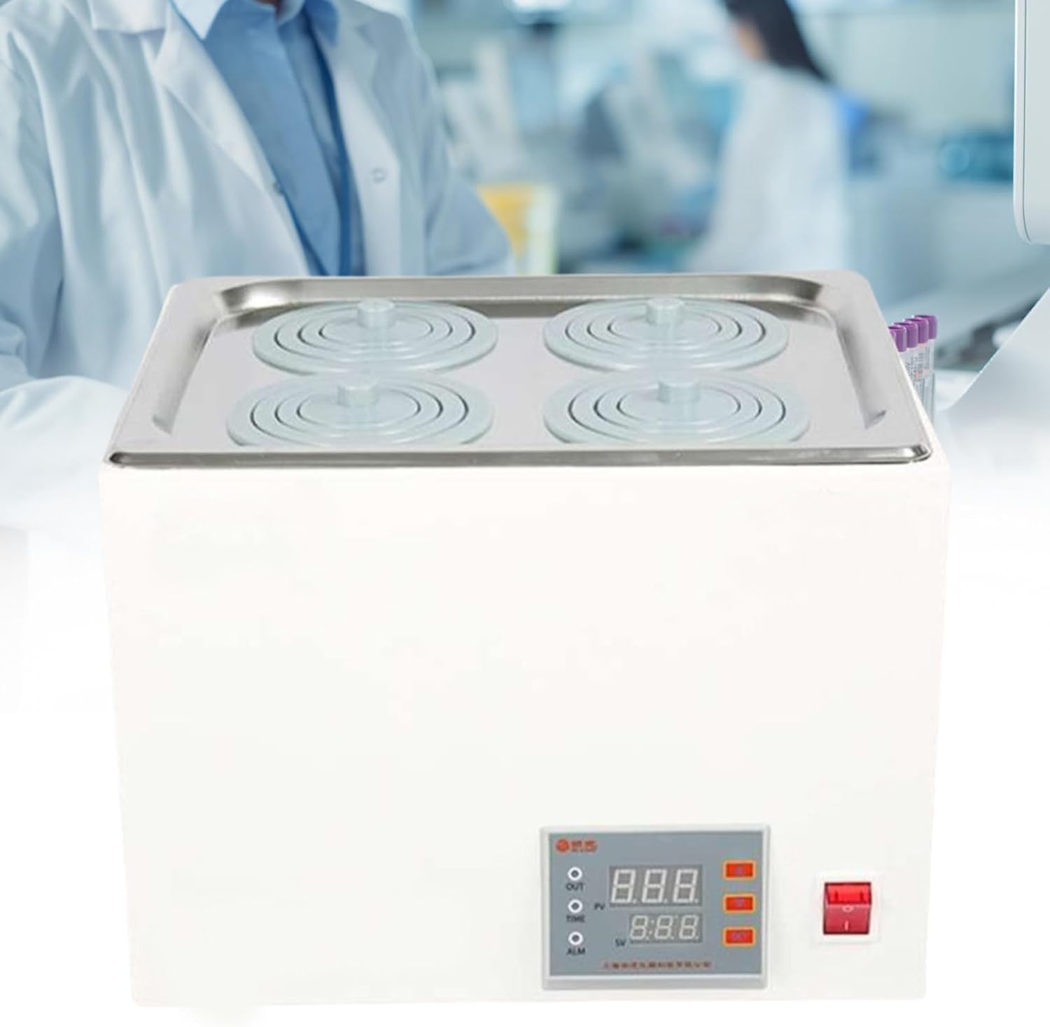 2/4/6 Hole Digital Thermostatic Water Bath, 5L/8L/15L Stainless Steel Lab Water Bath Heater with Timer, Adjustable Temperature for Lab, Biological Experiment 2holes