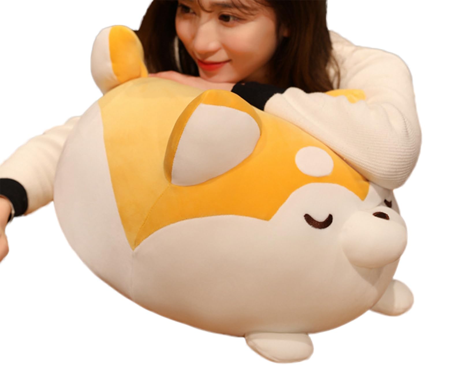 TONGSONG Plush Husky Stuffed Animal Husky Dog Hugging Pillow Cuddly Husky Plushies Dog Toy Husky Huggable Anime Husky Gifts for Kids and Lovers (Yellow