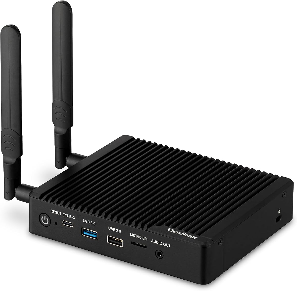 ViewSonic VBS200-A Controlador AV inteligente ViewBoard para monitores, proyectores y pantallas compatible con RS232C con licencia vCast, entradas HDMI, USB y Mini DP