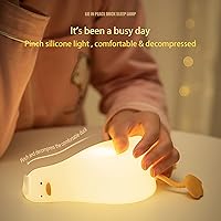 Vista 5 de MUID Benson Lying Flat Duck Night Light, LED Squishy Duck Lamp, Cute Light Up Duck, Silicone Dimmable Nursery Nightlight, Rechargeable Bedside Touch