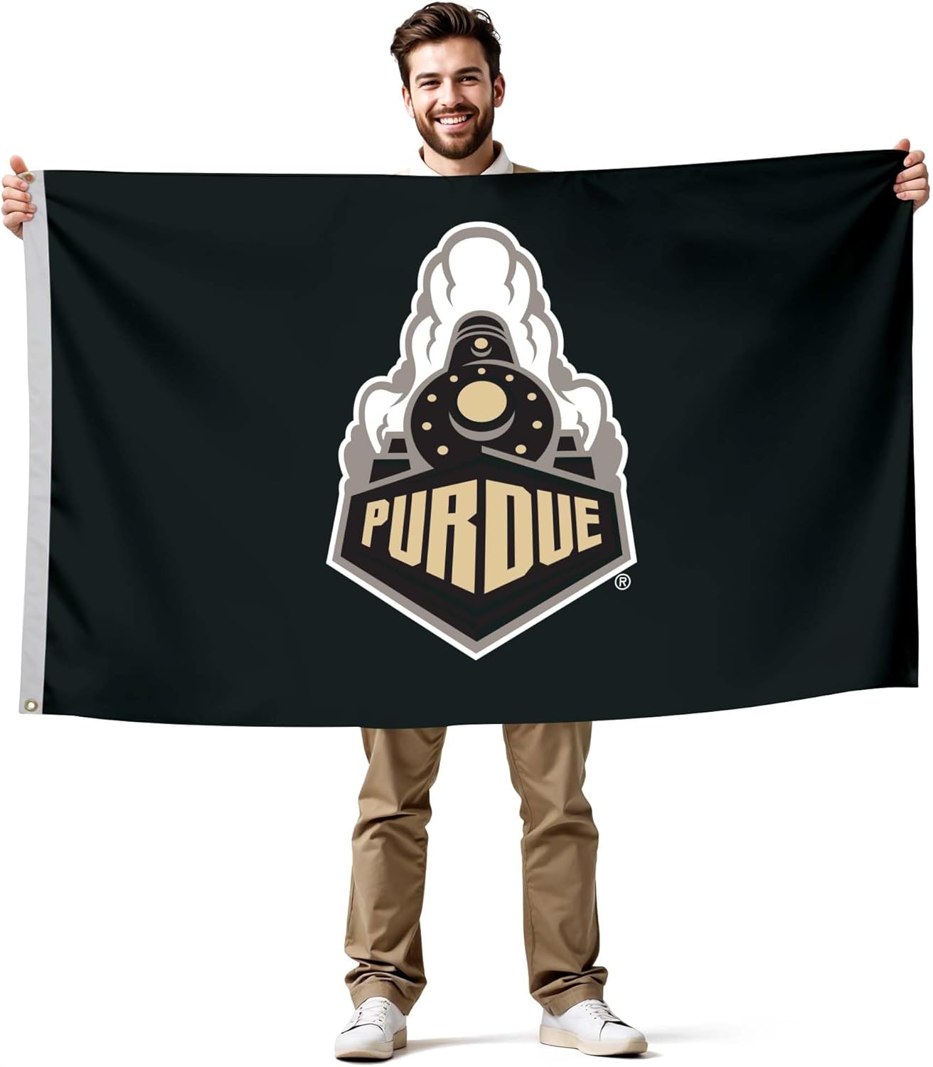 Purdue Boilermakers College Sports Printed Flag - NCAA Licensed - Nylon - School Banner (Black, Gold, White) (3' x 5')