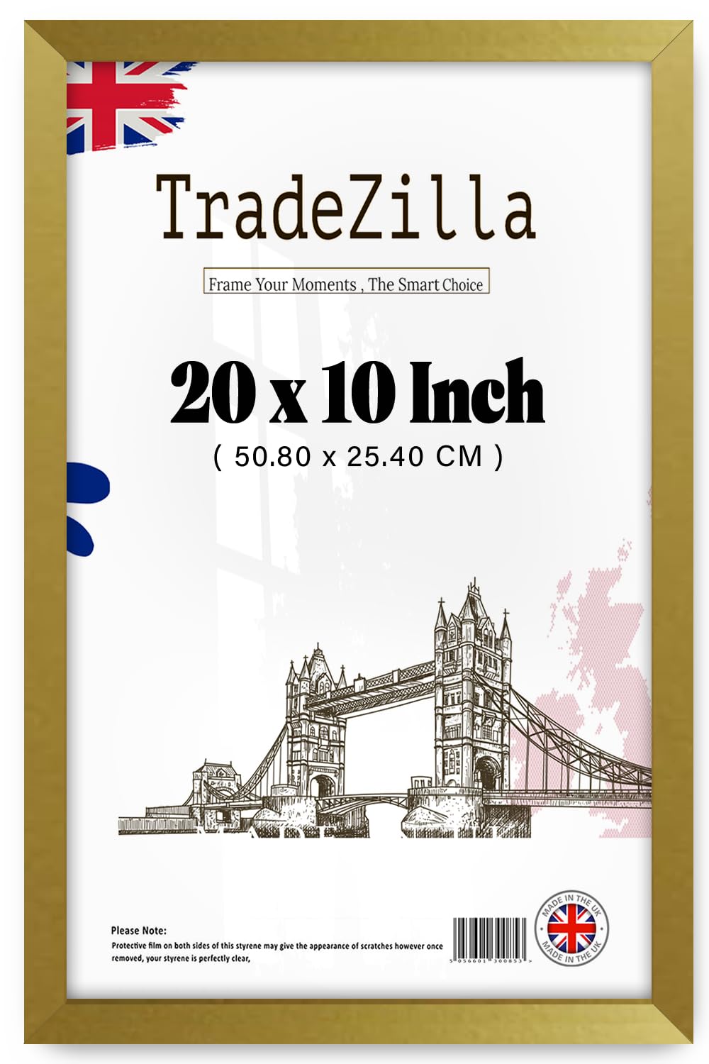 TradeZilla | Eton Wood Poster Frame (50.80 x 25.40 CM) MDF Wall Gallery Picture Frame for Art, Home & Office, Engineered Wood, Sleek & Modern Finish [ Gold ]