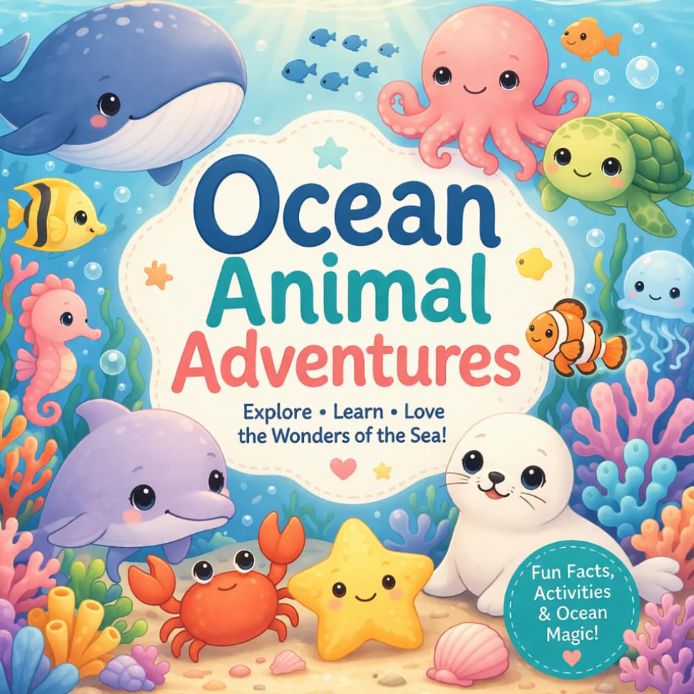 Ocean Animals Adventures: Cute Underwater Creatures Coloring Book for Kids | Fun & Relaxing Sea Life Scenes for Creativity