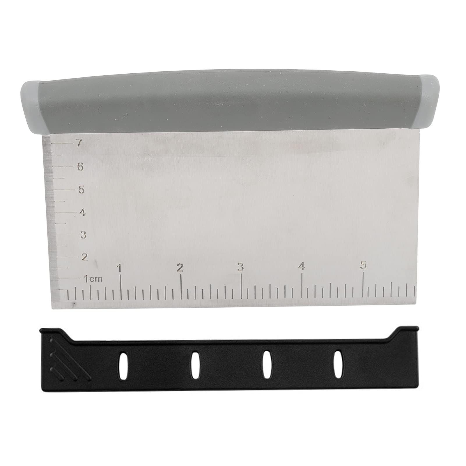 Stainless Steel Dough Scraper, Metal Griddle Chopper Grey Benchs Scraper Knife with Measuring Scale and Cover for Baking