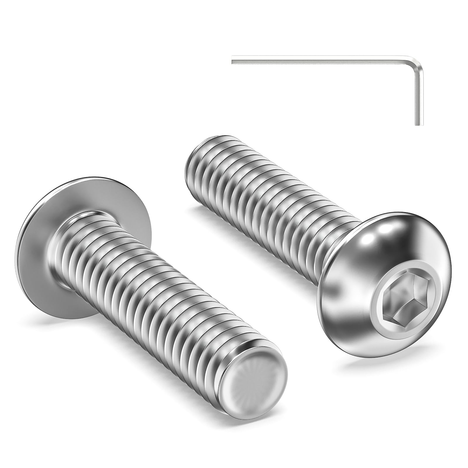 Valorada 60Pcs M5 Bolts, M5 x 20mm Button Head Socket Cap Bolts Screws, 304 Stainless Steel, Allen Hex Drive, Bright Finish, Fully Machine Thread with Allen Key