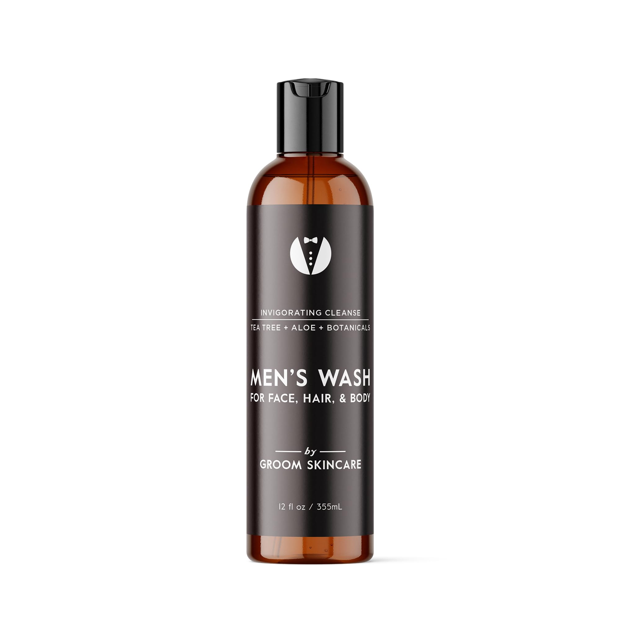 GROOM 3-in-1 Hair, Face & Body Wash for Men | Organic Aloe & Essential Oils | Gentle, Plant-Based Cleanser for Shower, Shave & Skin | Fresh Scent | 12 oz