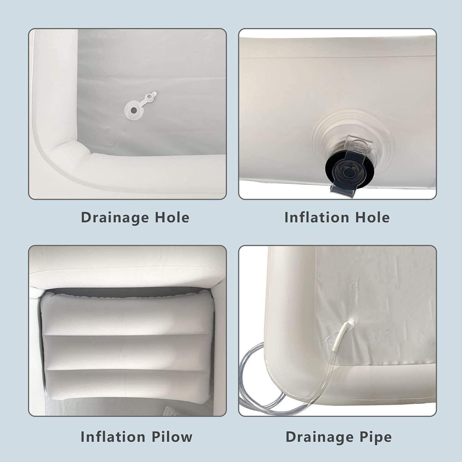 Bañera inflable para adultos, bañera de ducha portátil con bolsa de agua y almohadas de aire, ideal para el cuidado en el hogar de ancianos y baño de ancianos