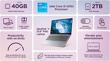 Lenovo IdeaPad Laptop 2025 Flagship 15.6 FHD IPS Touchscreen Computer, 16GB RAM, 1TB Storage (500GB SSD + 500GB Ext.), 6-Core Intel i3, WiFi 6, HubxcelAccessory, Win 11 Pro with Lifetime MS Office