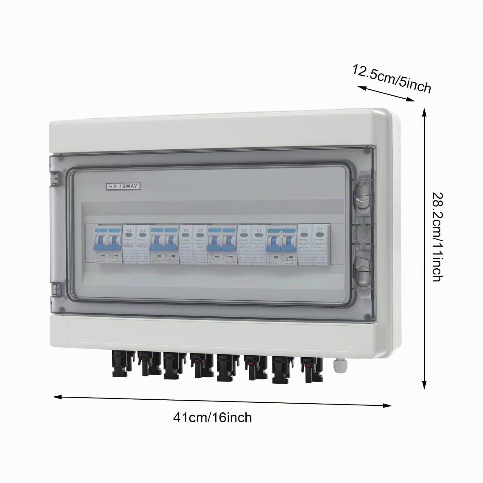 DC1000V Solar Anschlusskasten,4 in 4 Out DC Trennschalter PV Sicherungsautomat mit Überspannungsschutz,IP65 Wasserdicht PV Anlage 4 String Solar PV Anschlusskasten (40A)