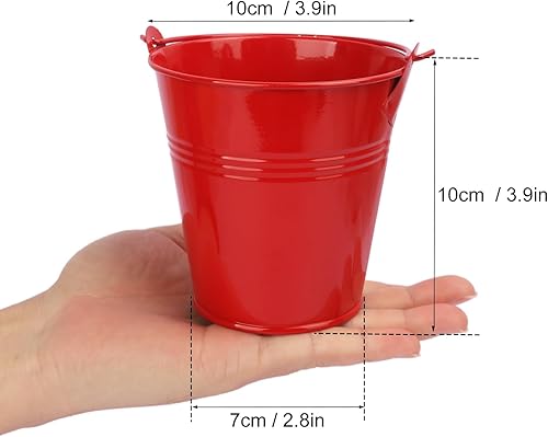 Miniatura 2 de Paquete de 15 cubos de hierro rojo de 4 pulgadas, cubos de metal con asa, cubo de Pascua, soporte para lápices y macetas, utilizados para