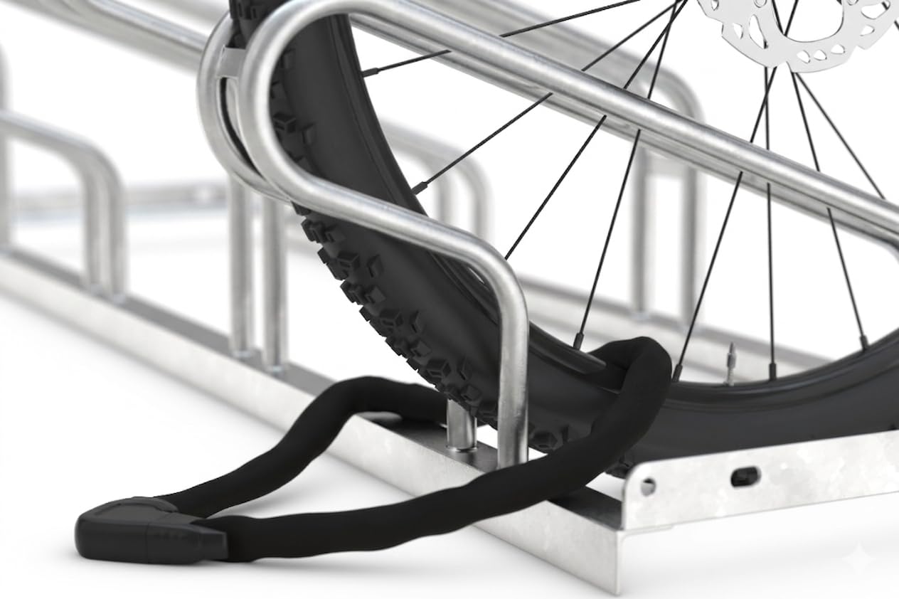 Bügelparker 1055 | einseitig | Fahrradständer für 5 Fahrräder | Freiaufstellung | Stabile, formschöne Simplizität | Abwechselnde Hoch-/Tiefeinstellung | Fahrradparker Bodenparker Mehrfachständer