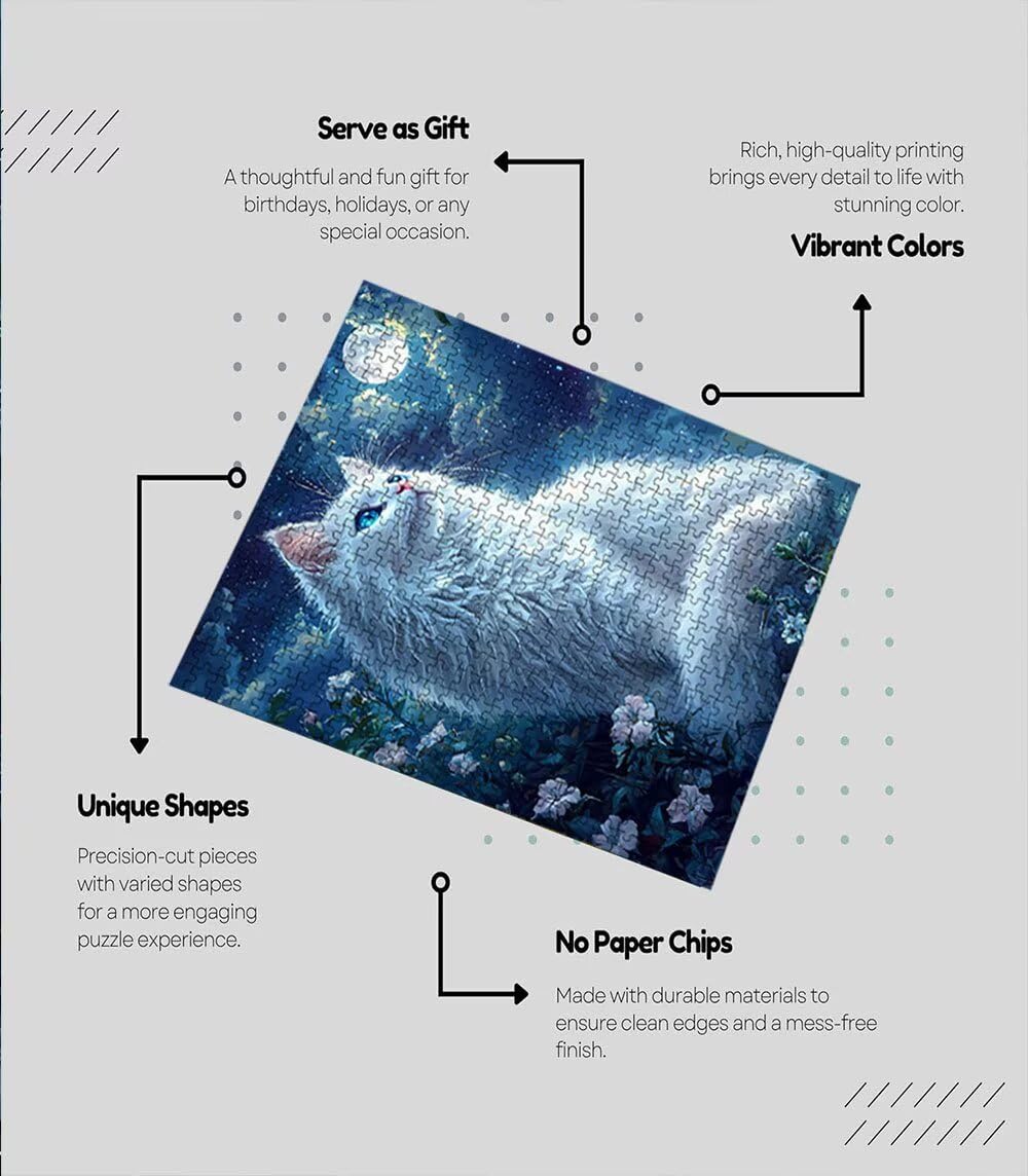 Puzzle 5000 Teile, WeißE Katze Puzzle Erwachsene 5000, Klassische Puzzles, Geschicklichkeitsspiel, Puzzlespiele für Die Ganze Familie, Mit Schöner Verpackung, Dekoration Puzzles und Geschenke BXHZW350