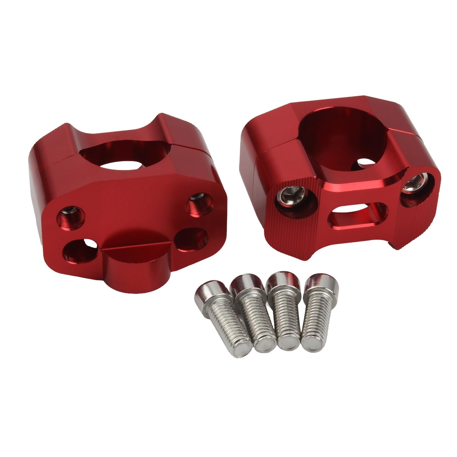 KWEZ 22 28mm Universal Motorcycle CNC Billet HandleBar Fat Bar Risers Mount Clamp Adaptor Motocross Dirt Bike Modified Parts(Red)