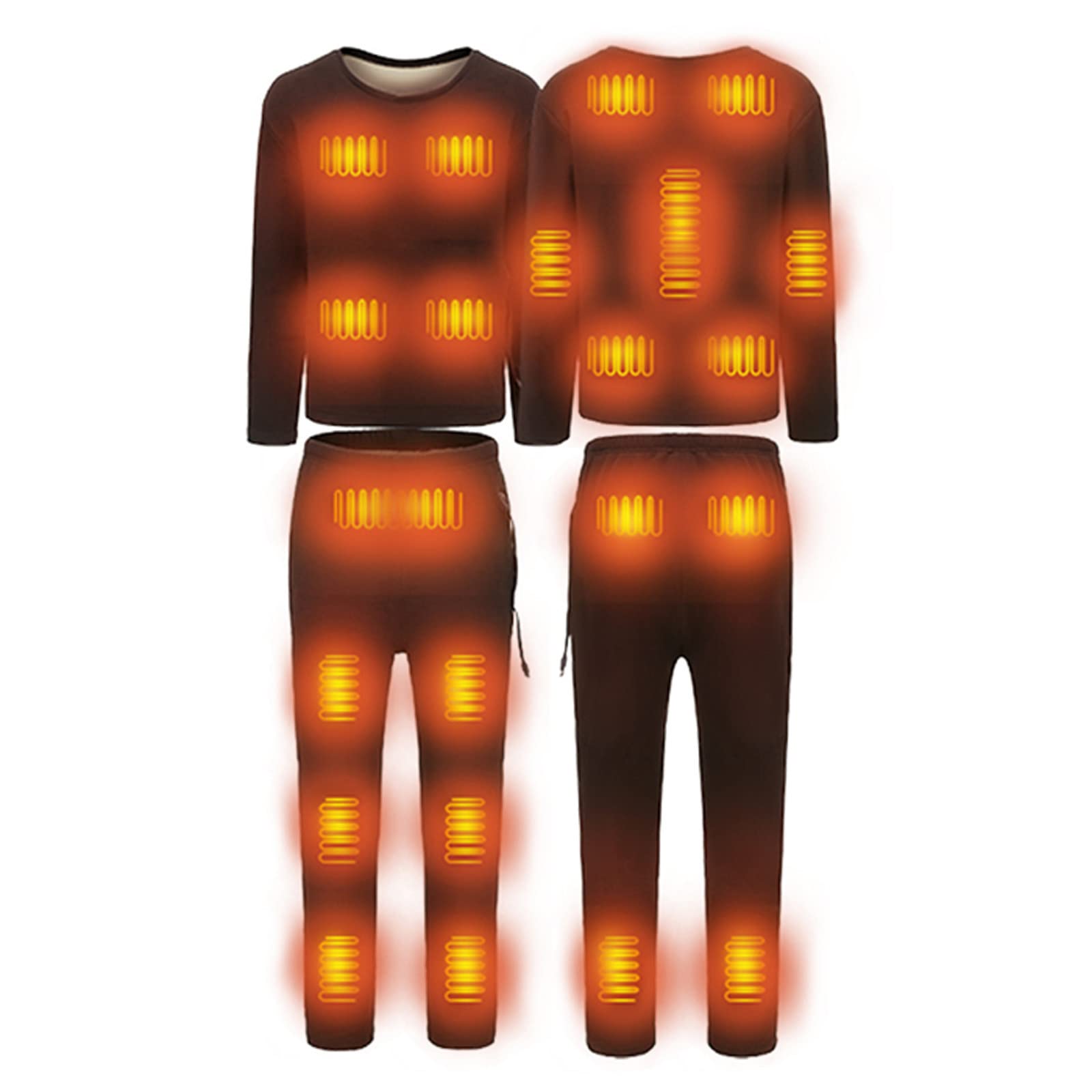 luoluoluoClearance Women Heated Underwear Thermal Set USB Charging Electric Body Warmer with Muti-Heating Zones Ladies Heated Thermal Shirt and Pants 3 Heating Levels Base Layer Warm Top Suit Lightweight