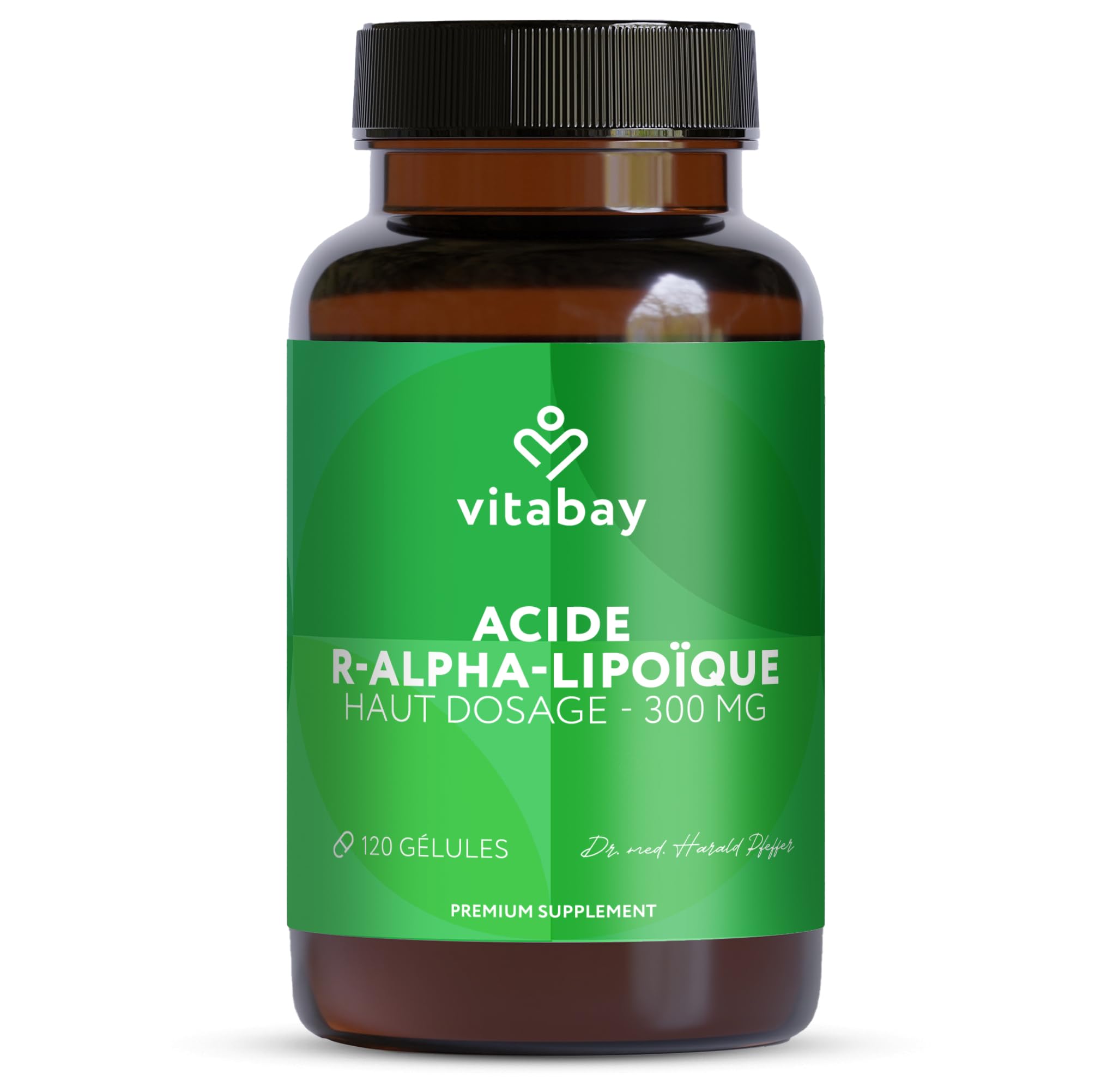 Vitabay Acide R-Alpha-Lipoïque 300 mg – 120 gélules véganes – Acide Alpha-Lipoïque hautement dosé – forme R naturelle sans S-ALA – testée en laboratoire en Allemagne – réserve 4 mois