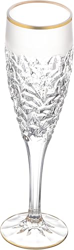 Miniatura 7 de Barski - Vidrio de calidad europea - Juego de 6 - Cristal - Flauta de champán - 8 oz. - Diseño de gota de lluvia con borde esmerilado y borde dorado