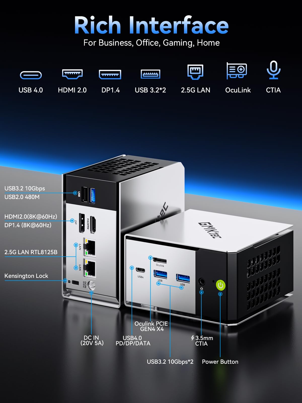 GMKtec Mini PC M8 Desktop Computer AMD Ryzen 5 PRO 6650H (6C/12T