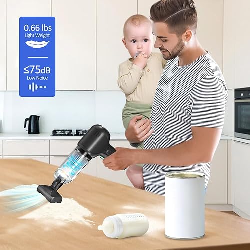 Miniatura 9 de ekbas Aspiradora de coche de alta potencia 18000PA soplador 3 en 1 sin escobillas, aspiradora de mano inalámbrica, 120 W, ligera, inalámbrica, mini