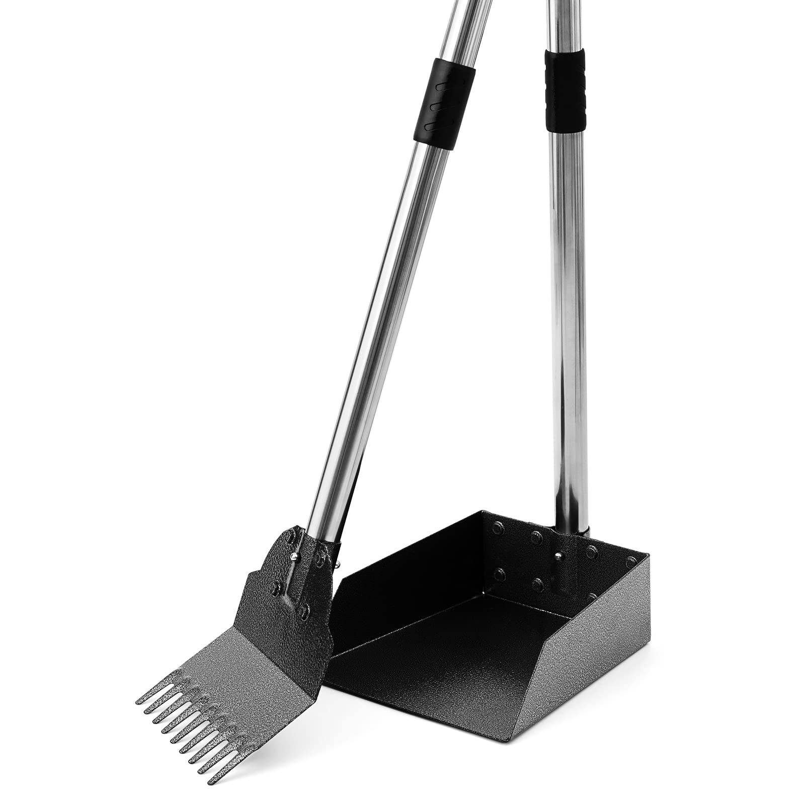 Furggis Upgraded Dog Pooper Scooper, 2 in 1 Rake-Spade Doggie Pooper Scooper, Adjustable Heavy Duty Poop Scoop for Small Dogs, Metal Pooper Scooper for Pet Waste Removal, Great for Grass, Gravel, Dirt