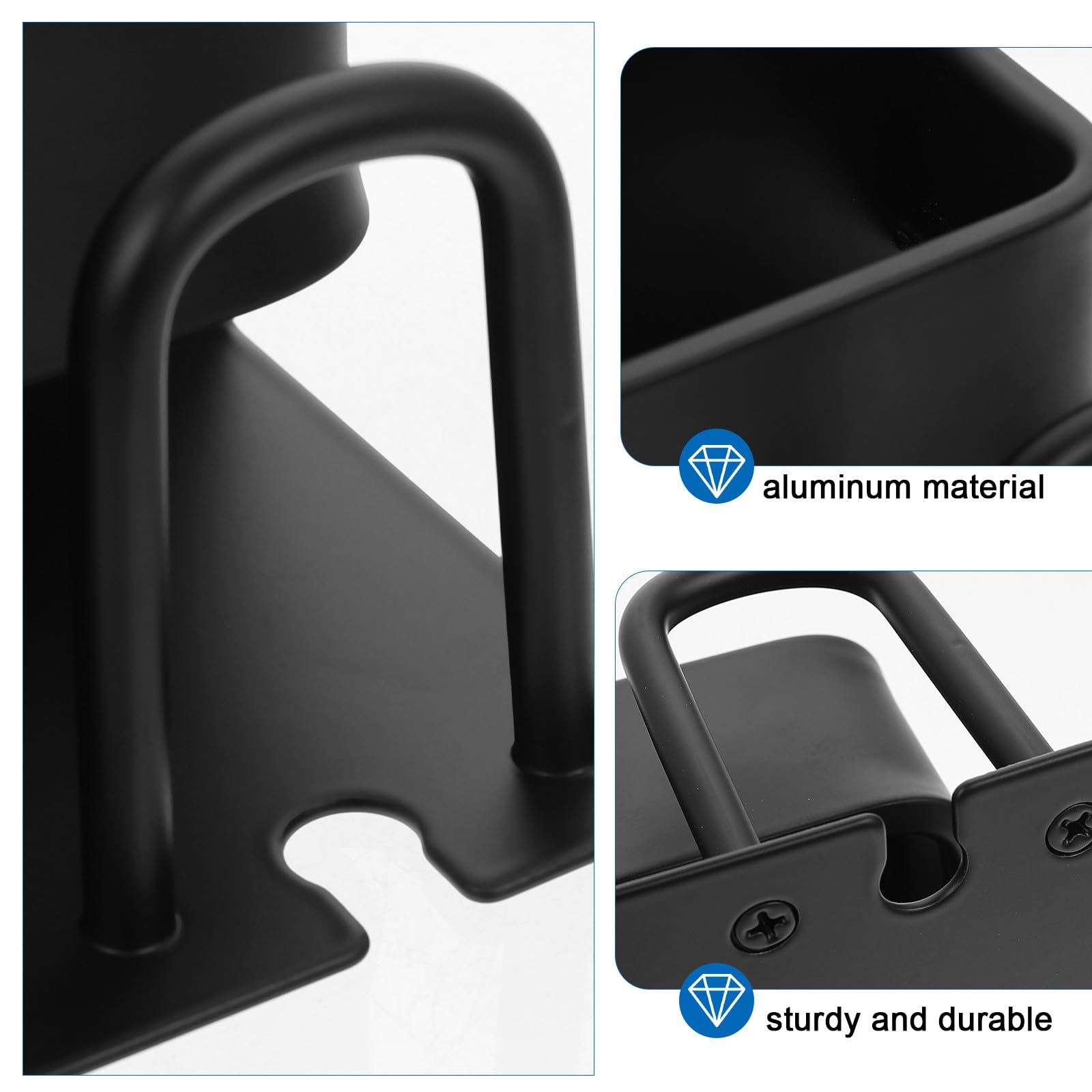 Porta Spazzolini da Parete in Alluminio Nero Organizer Bagno Multifunzionale per Spazzolini Elettrici e Dentifricio Supporto con Drenaggio Naturale per Bicchieri Facile da