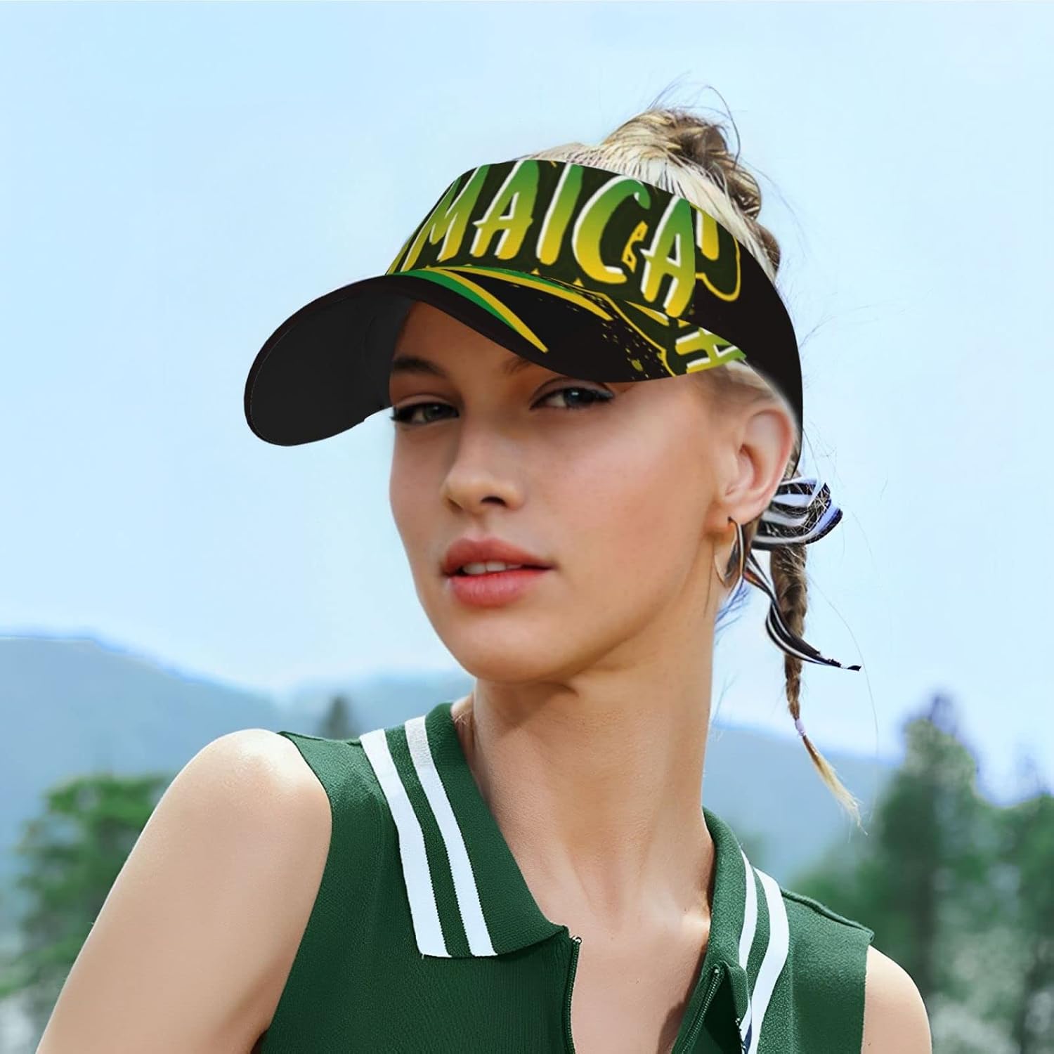 Cute Jamaica Flag Sport Sun Visor Hats Adjustable Empty Top Baseball Cap Jamaican Flag Sun Caps for Women and Men - Image 6