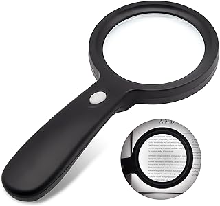 Magnifying Glass with Light, 10X Handheld Large Magnifying Glass 12 LED Illuminated Lighted Magnifier for Macular Degeneration, Seniors Reading, Soldering, Inspection, Coins, Exploring