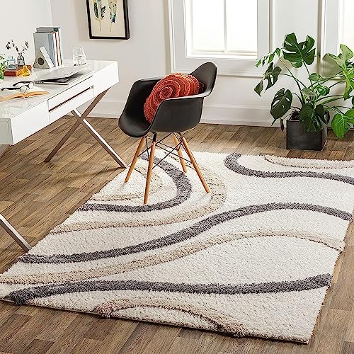 Image of Modern Quality Carpet /Trending Design Hand Woven Fluffy Rug /Mats for Bedroom /Dinning Hall /Living Room 2-inch Thick [Size 10x13 feet]