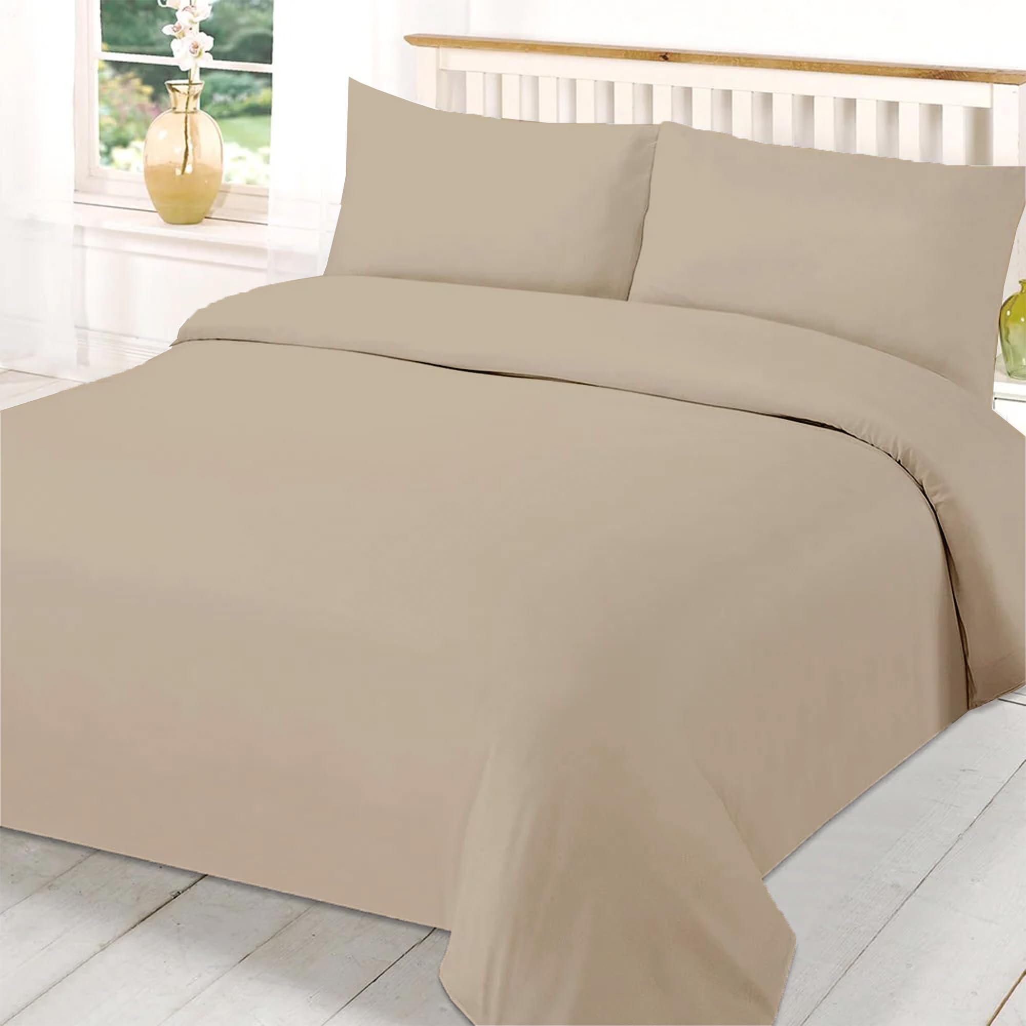 EverSoft Bedding 3PCS 100% Egyptian Cotton King Duvet Cover 400 Thread Count Kingsize Duvet Cover Sets with 2x Pillowcase King Size Duvet Cover Sets